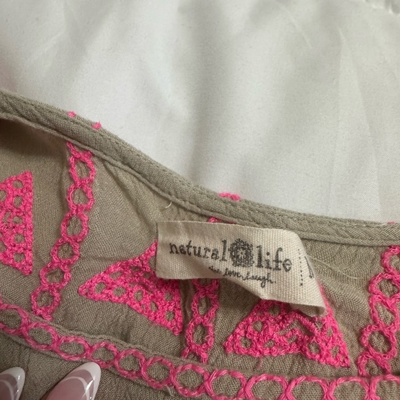 natural life Pink and Tan Embroidered Blouse - Picture 3 of 5